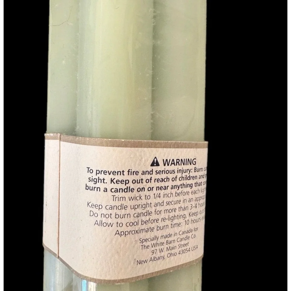 White Barn Taper Candles Unisex 10in Celadon Green Unscented Decor 4 Pack‎
